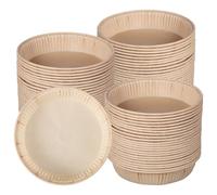 OSOLADY 100 Pcs Mini Round Baking Cups 4 Inch Paper Tart Pans Nonstick Quiche Moulds for Pies, Cakes, and Desserts - Beige Mini Cake Pans for Home Baking