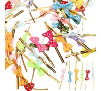 OSOLADY 100Pcs Bow Twist Ties for Packaging, Lollipop Sealing Bows, Bread Bag Closure Ties for Wedding Candy Party Decoration