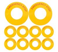 OSOLADY 10pcs Emergency Stop Plate Sticker for Industrial Equipment, High-Visibility Caution Safety Decal for Safety Improvement in Garages, 62mm OD & 31mm ID