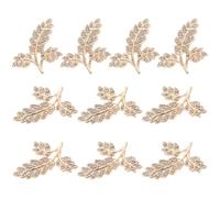 OSOLADY 10pcs Golden Mini Leaf Charms Iron Sturdy DIY Accessories with Rhinestone Embellishments for Brooch Making and Doll Decoration, Elegant Vivid Design for Arts and Crafts