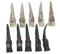 OSOLADY 10pcs Halloween False Nail Covers Skeleton Spider Finger Props for Cosplay Party Spooky Witch Nails Decorative Masquerade Accessories
