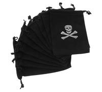 OSOLADY 10pcs Halloween Pirate Treasure Pouches with Drawstring Closure for Candy and Coin Storage during Thanksgiving and Halloween Parties 10 Black Bags