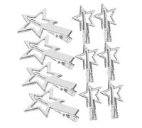 OSOLADY 10pcs Kawaii Star Shape Metal Hair Clips for Women and Durable Stylish Hair Accessories for Bangs Elegant Silver Color for Any Occasion