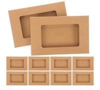 OSOLADY 10pcs Kraft Paper Envelope Boxes with Window Simple Elegant Chic Design Convenient to Store Practical Postcard Storage for Annual Reports and Postcards