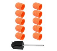 OSOLADY 10pcs Orange Fine Grit Sanding Caps with Mandrel Nail Grinding Head Set for Manicure Tool, Plastic Material, Easy to Use for Personal and Family Use