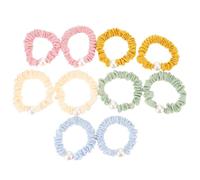 OSOLADY 10pcs Pearl Hair Bands Elastic Scrunchies Embellished with Pearl Decoration, Multiple Design Hair Styling Holder for Elegant and Girly Aesthetic Experience
