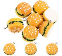 OSOLADY 10pcs Resin Hamburger Charms for Jewelry Making, Stylish and Portable DIY Ornament, Yellow Color, Creative Design, for Bracelet or Bag Decoration