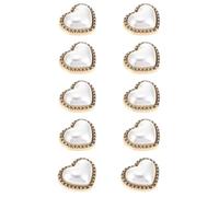 OSOLADY 10pcs White Heart Shaped Pearl Brooches Collar Snaps Alloy Decorative Buttons for Clothes and Shoes Tough and Stylish Fasteners for DIY Crafts Project