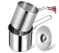 OSOLADY 12l Stainless Steel Deep Fryer Pot with Basket, Multifunctional Frying Pan Set, 3pcs Compact Design, Space Saving for Outdoor Picnics and Daily Cooking