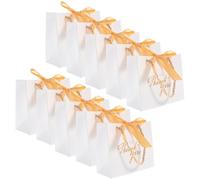 OSOLADY 12pcs Delicate Wedding Bag Wedding Sweets Bag White Paper with Ribbon Handle Elegant Party Favor Banquet