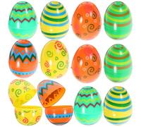 OSOLADY 12pcs Fillable Easter Eggs Set - Plastic Artificial Eggs Empty for Treats Container - Colorful Easter Decorations for Festive Parties, Candy Boxes, 1.4x2.6 Inch