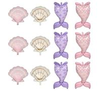 OSOLADY 12pcs Seashell and Mermaid Balloons - Ocean Themed Party Decorations - Mermaid and Sea Shell Shaped Balloons for Birthday Party Poolside Celebrations