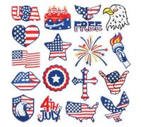 OSOLADY 17PCS American Flag Iron on Appliques - Patriotic USA Flags Patch - Embroidered Sew on Appliques - 4th of July Memorial Day Patches for DIY Craft Hat Jackets Clothing