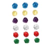 OSOLADY 18pcs Glitter Tinsel Pom Pom Balls Cat Teaser Sparkle Chase Playthings for Indoor Cats Interactive Chew Soft Kitten Random Color