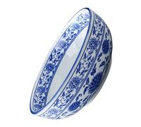 OSOLADY 1pc Chinese Style Blue and White Porcelain Ceramic Ramen Bowl with Patterned Design Retro Elegant Tableware for Restaurant and Home Buffet Use