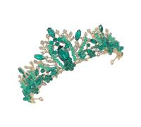 OSOLADY 1pc Green Diamond Crystal Crown Bridal Headdress Elegant Rhinestone Headband for Weddings Parties and Special Occasions Stunning Fashion Accessory for Brides and Bridesmaids