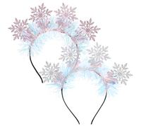 OSOLADY 2 Pcs Glitter Snowflake Headbands Festive Holiday Hair Accessories Lightweight Felt Fabric Christmas Party Headbands for Women