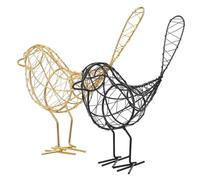 OSOLADY 2 Pcs Iron Art Bird Figurine Decor Black and Gold Desktop Ornament Creative Home Decoration for Living and Office Display