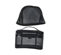 OSOLADY 2-pcs Large Capacity Black Mesh Makeup Bags Travel Cosmetic Toiletry Storage Pouches for Women