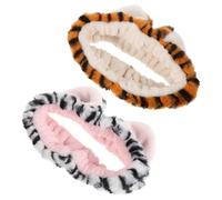 OSOLADY 2 Pcs Makeup Spa Headband Face Wash Headband Soft Plush Animal Ears Headwrap Adjustable Elastic Versatile for Skincare and Makeup Yellow White
