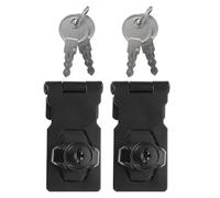 OSOLADY 2 Sets Keyed Hasp Lock with Twist Knob - Metal Cabinet Latch Lock with Keys - Black Cabinet Secure Hasp Latch for Drawer Cupboard Furniture Safety 2.5 Inch