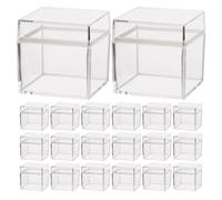 OSOLADY 20PCS Clear Plastic Cube Boxes - 2"X2"X2" Transparent Square Treat Case - Candy Box with Lid - Small Chocolate Favor Container for Birthday Wedding Party Supplies