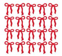 OSOLADY 20pcs Red Glass Bow - DIY Fused Glass Craft Accessories for Tableware Kiln Decoration, Earring Making, Resin Crafts & Window Mosaic Art