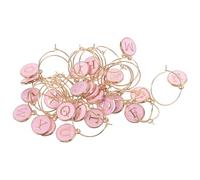 OSOLADY 26pcs Alphabet Wine Charms Delicate Drink Markers for Stem Glasses Party Glass Identifiers Letters in Light Pink for Easy Glass Identification and Decoration
