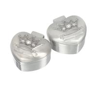 OSOLADY 2pcs Alloy Tooth Organizer Keepsake Box with Crown and Heart Design for Boys and Teeth Holder and First Storage Container