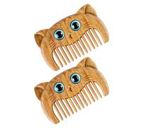 OSOLADY 2pcs Anti-static Wooden Hair Combs Cat Design, Comfortable Massage Hairbrush Set Made of High-grade Sturdy Wood, for Daily Hair Care at Home Or Travel