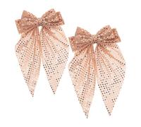 OSOLADY 2pcs Big Hair Bows - Oversized Sequin Bow Barrette Clips with Long Tails - Sparkly Bowknot Hair Accessories for Women Girls - Gift for Mother's Day Birthday Easter Carnival