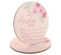 OSOLADY 2Pcs Birth Announcement Signs Wooden Name Plaques for Nursery Room, Newborn Announcement Decor, Hospital Name Signs for Welcome