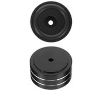 OSOLADY 2pcs Black Aluminum Alloy Speaker Isolation Feet with Detachable Rubber Ring, Height Raising Anti Vibration Amplifier Pads for Sound Isolation and Floor Protection in Home Audio