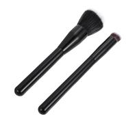 OSOLADY 2pcs Blush Brush Set Flat Head Man-made Fiber Black Stippling Brush for Highlighter and Blush Application Suitable for Skin Types for Home and Travel