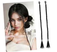 OSOLADY 2Pcs Braid Hair Extensions Clip in Synthetic Hair for Women Front Side Bang Braided Wig for Instant Stylish Looks at Clubs Bars