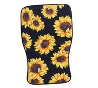 OSOLADY 2Pcs Car Floor Mats Soft Non-odor Sunflower Pattern Foot Pads for Vehicle Interior Protection with Water Absorption and Dust Collection