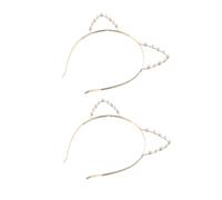 OSOLADY 2pcs Cat Ears Headband Women Girls Party Hairband Embellished Fashion Headwear Accessories