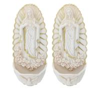 OSOLADY 2pcs Catholic Holy Water Font Wall Hanging Decor in Beige Ceramic for Church Wall and Home Entrance, Easy to Clean, Longterm Use, Elegant and Artistic Religious Decoration