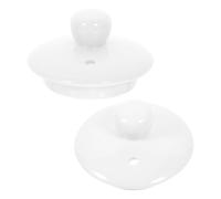 OSOLADY 2pcs Ceramic Tea Kettle Lid Replacement Set for Teapots and Cups, White Vintage Style Porcelain Covers Resistant to Deformation and Sturdy, for Home Or Camping Use