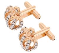 OSOLADY 2pcs Crown Cufflinks Decorative Button Covers, Rhinestone Shirt Cufflinks Covers, Elegant French Style, Zinc Alloy, Golden, Men Women, Business and Social Events