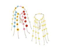 OSOLADY 2Pcs Daisy Flower Headband for Lightweight Flexible Beach Floral Hair Accessories Unique Simulation Design for Festivals Holidays Charming Headwear Light Yellow Options