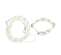 OSOLADY 2Pcs Dog Pearls Collar and Leash Set Breathable Outdoor Walking Training Accessory for Pets Stylish Photo Shoot Party Use