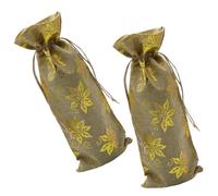 OSOLADY 2pcs Drawstring Wine Bag Wrapping Reusable Drawstring Bags Imitation Linen High-end Fashion Beautiful Patterns Convenient Storage for Wine Bottles at Festivals and Parties