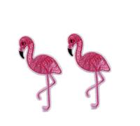 OSOLADY 2pcs Flamingo Embroidered Iron on Patch Made of Fabric, Easy to Use Embroidery Applique Patches for Pants and Blouses, Beautiful and Delicate Design for Clothes Decoration