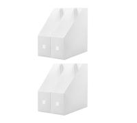 OSOLADY 2Pcs Frosted White Plastic Magazine File Holder, Office Desktop Organizer Rack, 9X24X27Cm Vertical Document Storage for Home and Office