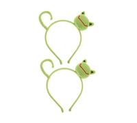 OSOLADY 2pcs Handmade Knitted Frog Headband Big Eyes Cute Cartoon Hair Accessories for Makeup Skincare Spa and Fun Dress-up Events