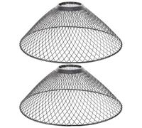 OSOLADY 2pcs Industrial Cage Lamp Shade, Cast Iron Mesh Pendant Lamp Shade, Black Vintage Light Guard for Modern Home Chandelier Ceiling Fixture, Fitter 42mm/1.65 Inches