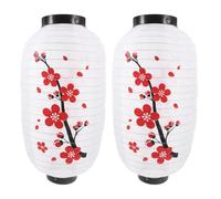 OSOLADY 2pcs Large Japanese Style Lanterns Decorative Outdoor Fabric Lanterns with Iron Wire Frame White Colour for Restaurant Decoration and Home Decor