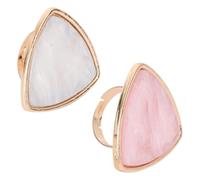 OSOLADY 2pcs Marble Shell Nail Art Palettes Ring Portable Mini Color Mixing Boards for Nail Polish Pigments Lipstick Blending for Salon Party Home Use