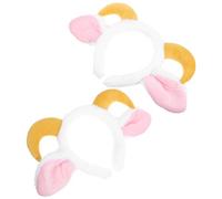 OSOLADY 2pcs Plush Ram Horns and Lamb Ears Headband Set with Elastic Band, Soft Cotton Material, Adorable Halloween Costume Accessory for Party Dress and Daily Commuting